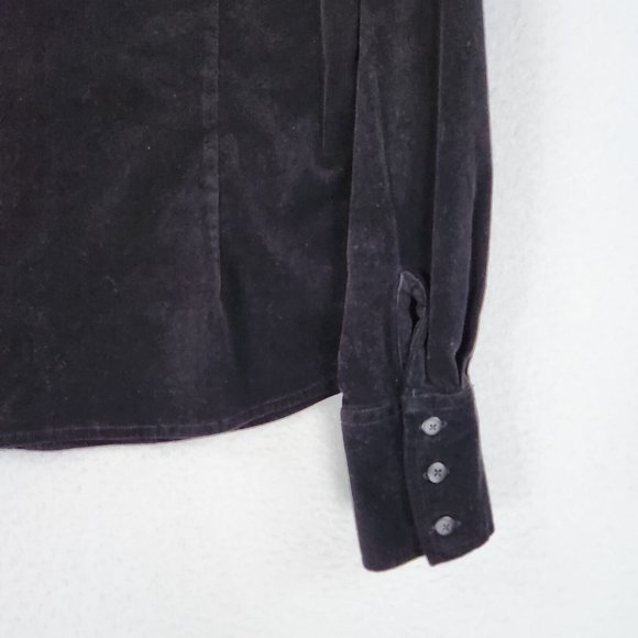 Harley Davidson Shirt Womens Medium Black Micro Cord Embroidered Dragon Corduroy - Picture 12 of 13